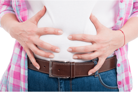 woman with gas and bloating in stomach