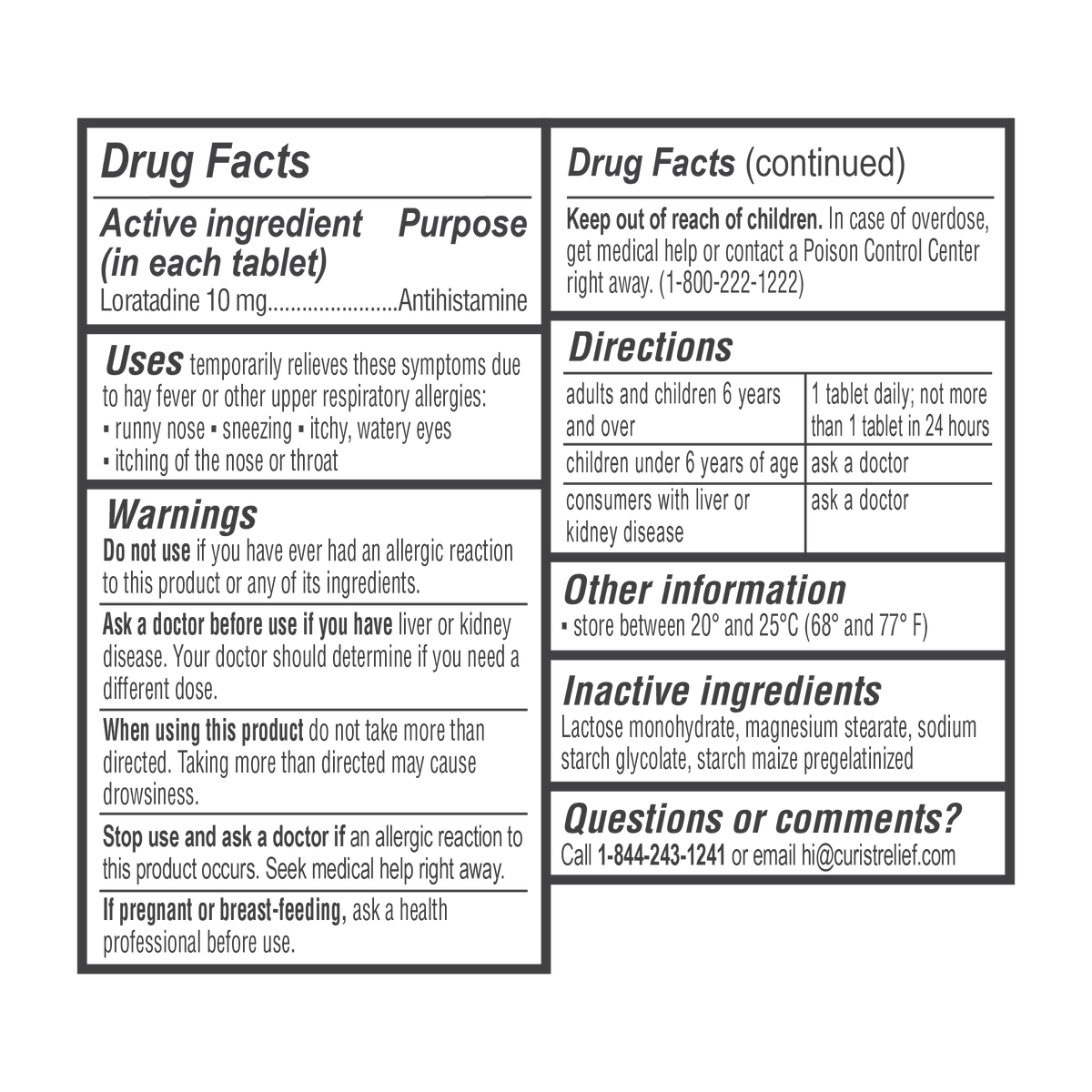 Allergy Relief (loratadine 10 Mg), 90 Ct – Curist