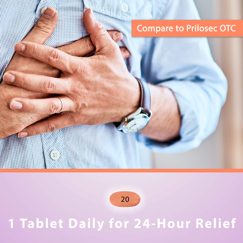 Heartburn Relief 20 mg Tablets (Generic Prilosec), 42 Ct